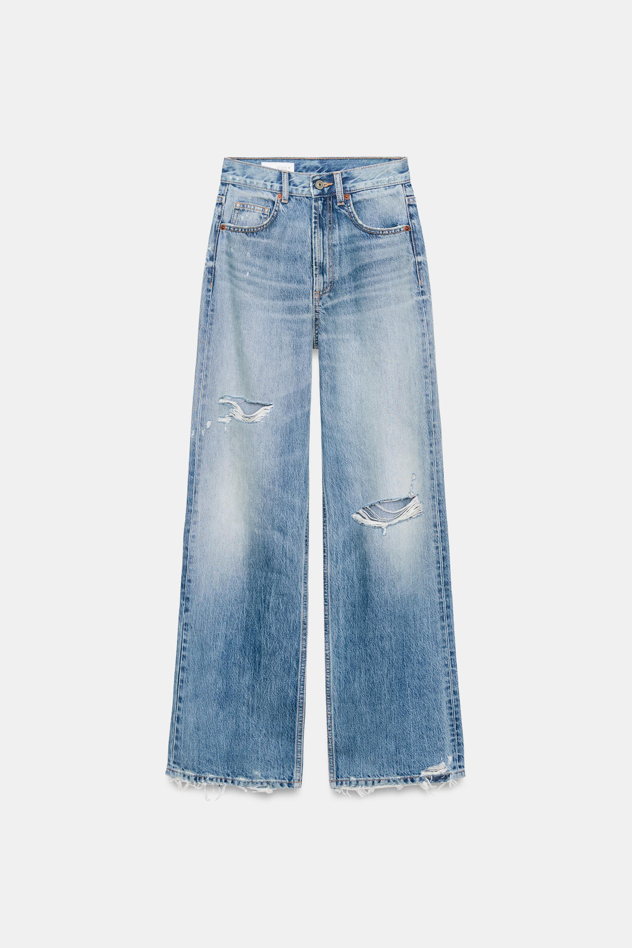 TRF RIPPED HIGH WAIST WIDE LEG JEANS